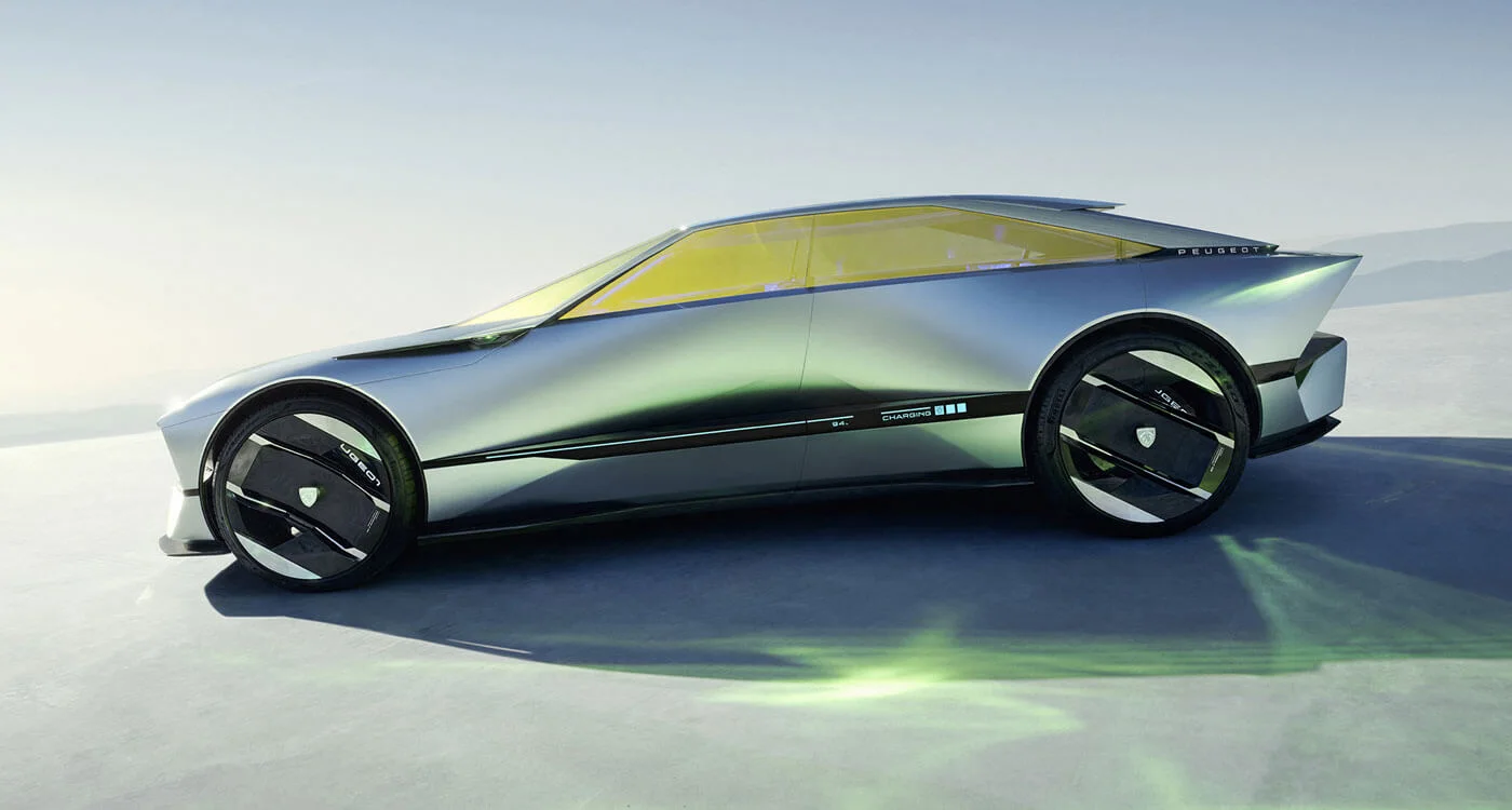 Peugeot INCEPTION CONCEPT’in alçak gövdesi ve yandan görünümü
