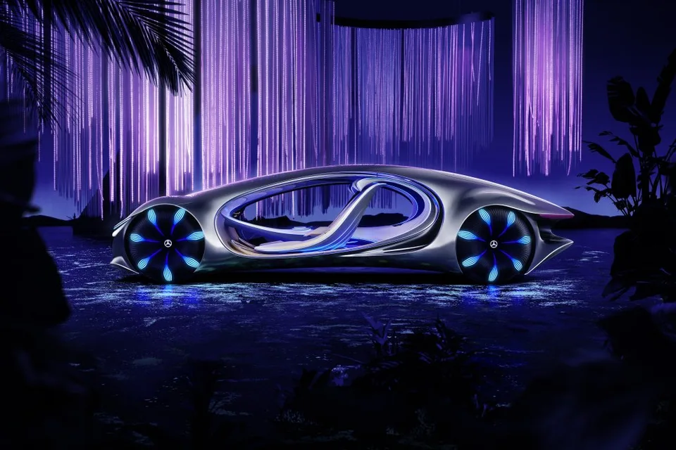 Mercedes-Benz VISION AVTR’nin ışıklı tekerlekleri ve yandan görünümü