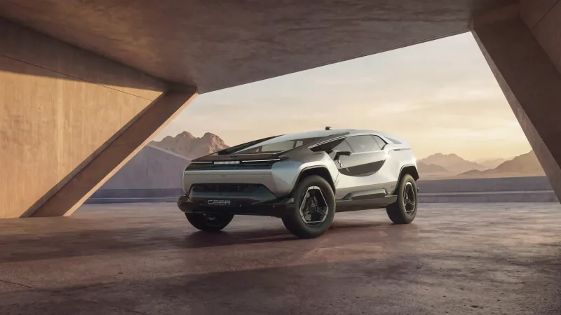 Gümüş Ceer Exobot SUV’un ön üç çeyrek ürün görselleştirmesi